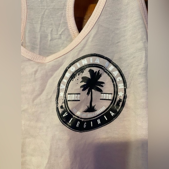 Miami Style Light Baby Pink Virginia Beach Racerback Tank V Neck Cotton Blend M - Picture 3 of 6
